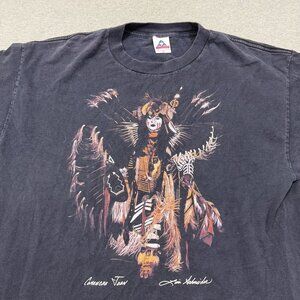 Vintage Native American Comanche John Shirt Black Artist Lisa Scheinder Size XL